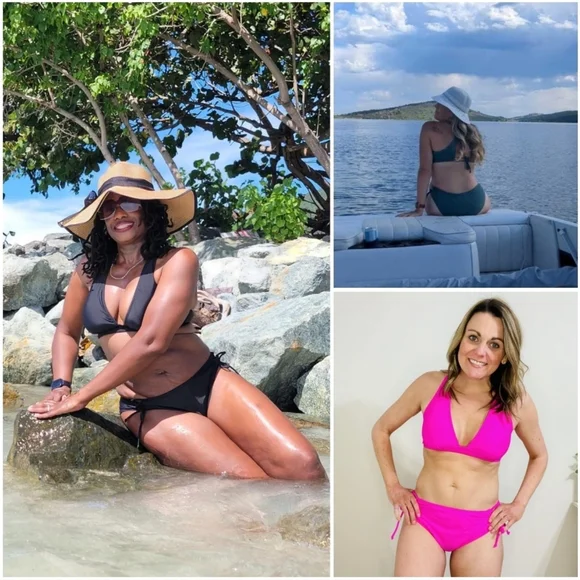 NWT Cupshe Blue V Lace Up Two Piece 2pc Low Waist Rise Bikini Swimsuit Bathing M - Picture 6 of 11